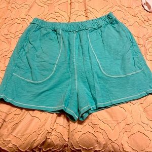 Zenana brand shorts in teal.